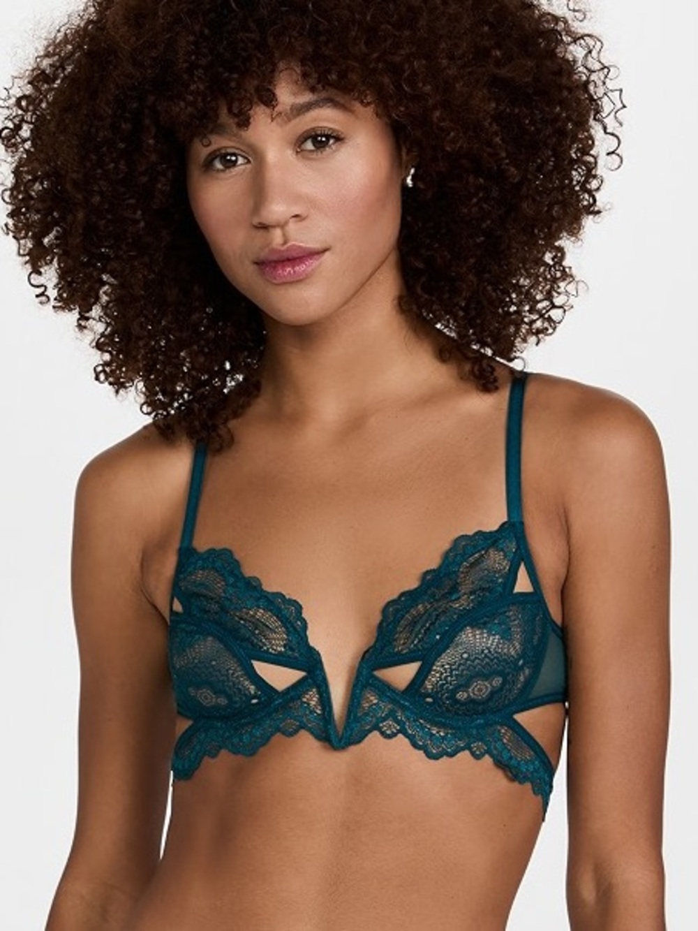 Thistle and Spire Kane Plunge V Cutout Lace Bra (34DD / 34E)